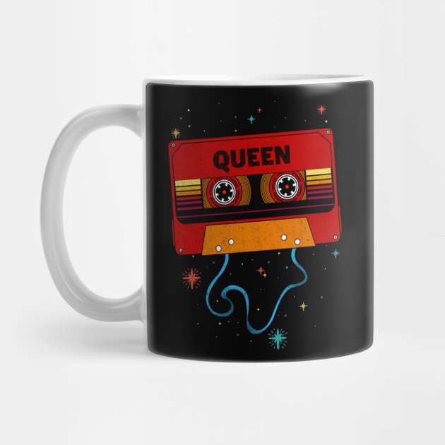 Queen / Retro Vintage Cassette Tape / Music Fanart by EliseOB